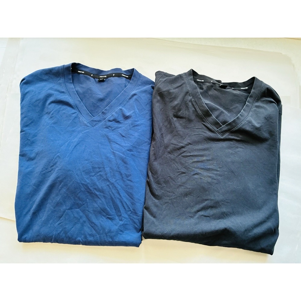 Public Rec Lot‎ Of 2 V Neck Short Sleeve T-shirt Men's XL Neutral Supima Cotton